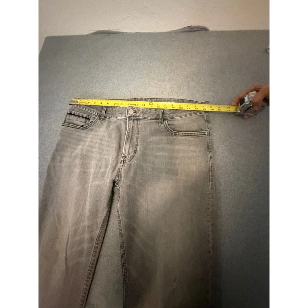 Calvin Klein Jeans Mens 38x30 Gray Straight Leg Denim Pants Faded Wash